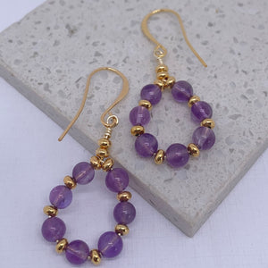gold earrings amethyst gemstone frenelle jewellery
