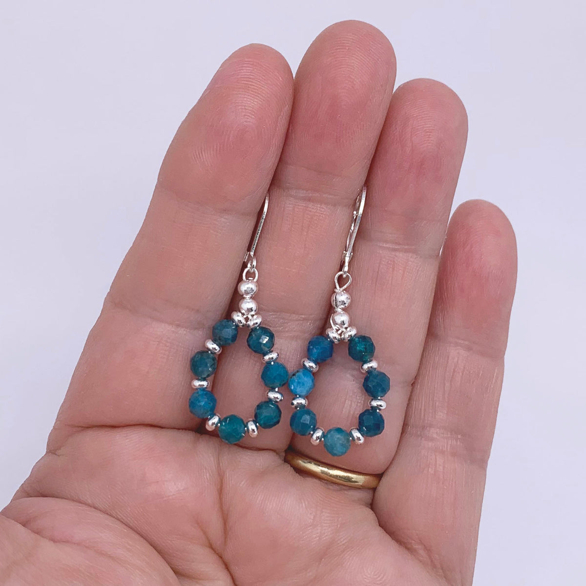 apatite blue gemstone earrings silver frenelle jewellery