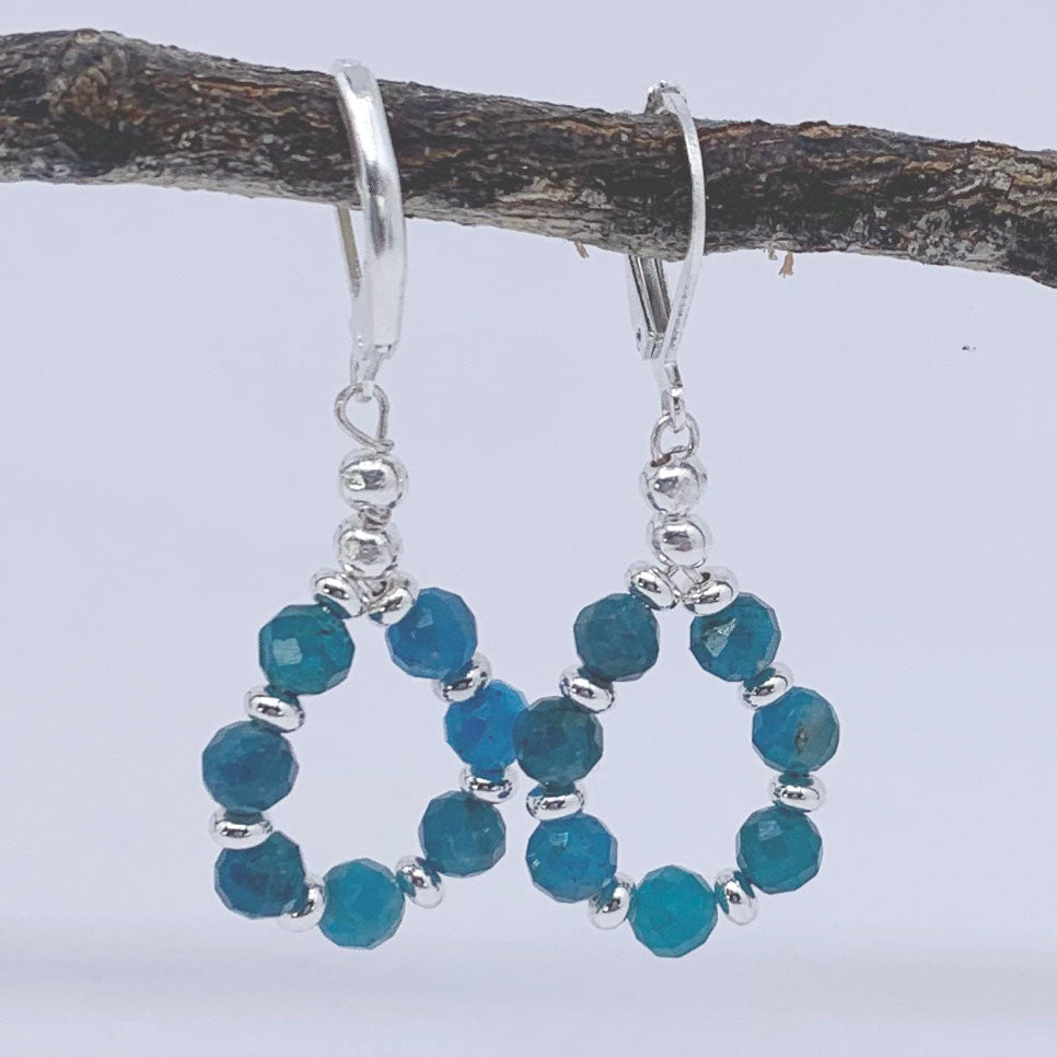 apatite blue gemstone earrings silver frenelle jewellery