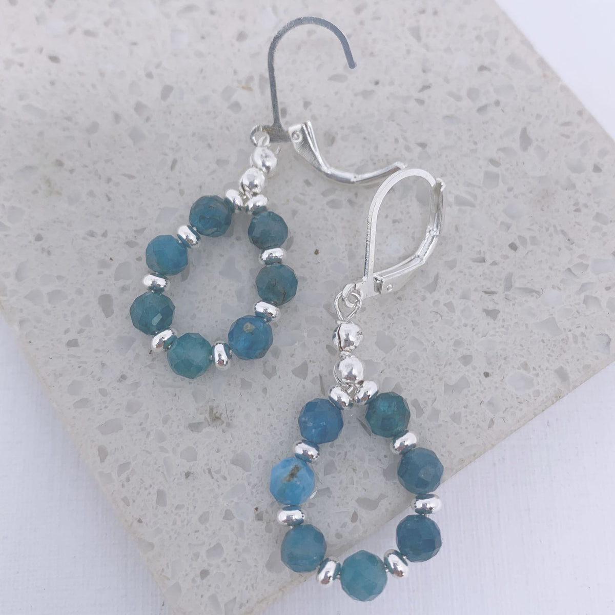 apatite blue gemstone earrings silver frenelle jewellery