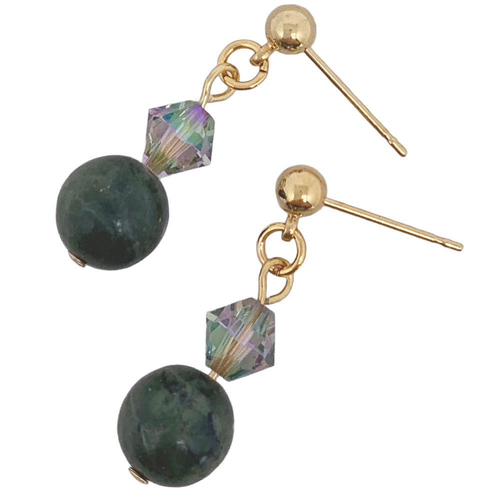 green gold drop earrings frenelle jewellery