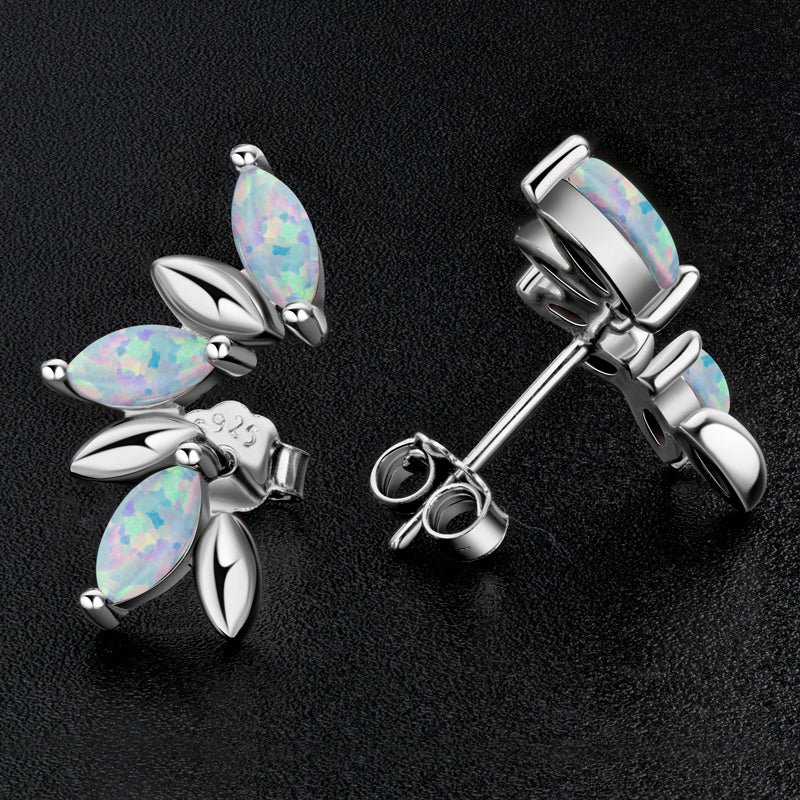 silver opal stud earrings Frenelle Jewellery online auckland NZ