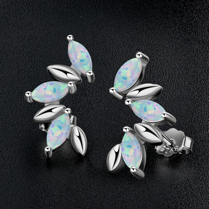 silver opal stud earrings Frenelle Jewellery online auckland NZ