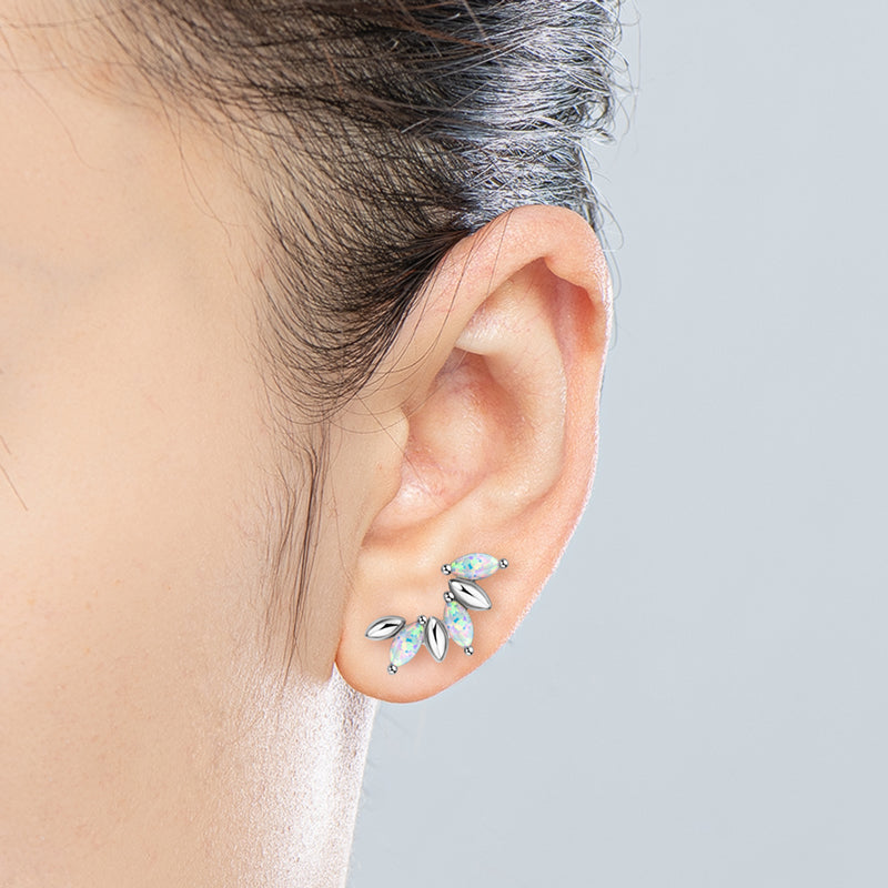 silver opal stud earrings Frenelle Jewellery online auckland NZ