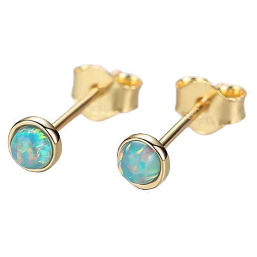 Gold Opal Stud Earrings "Nela" (Green)
