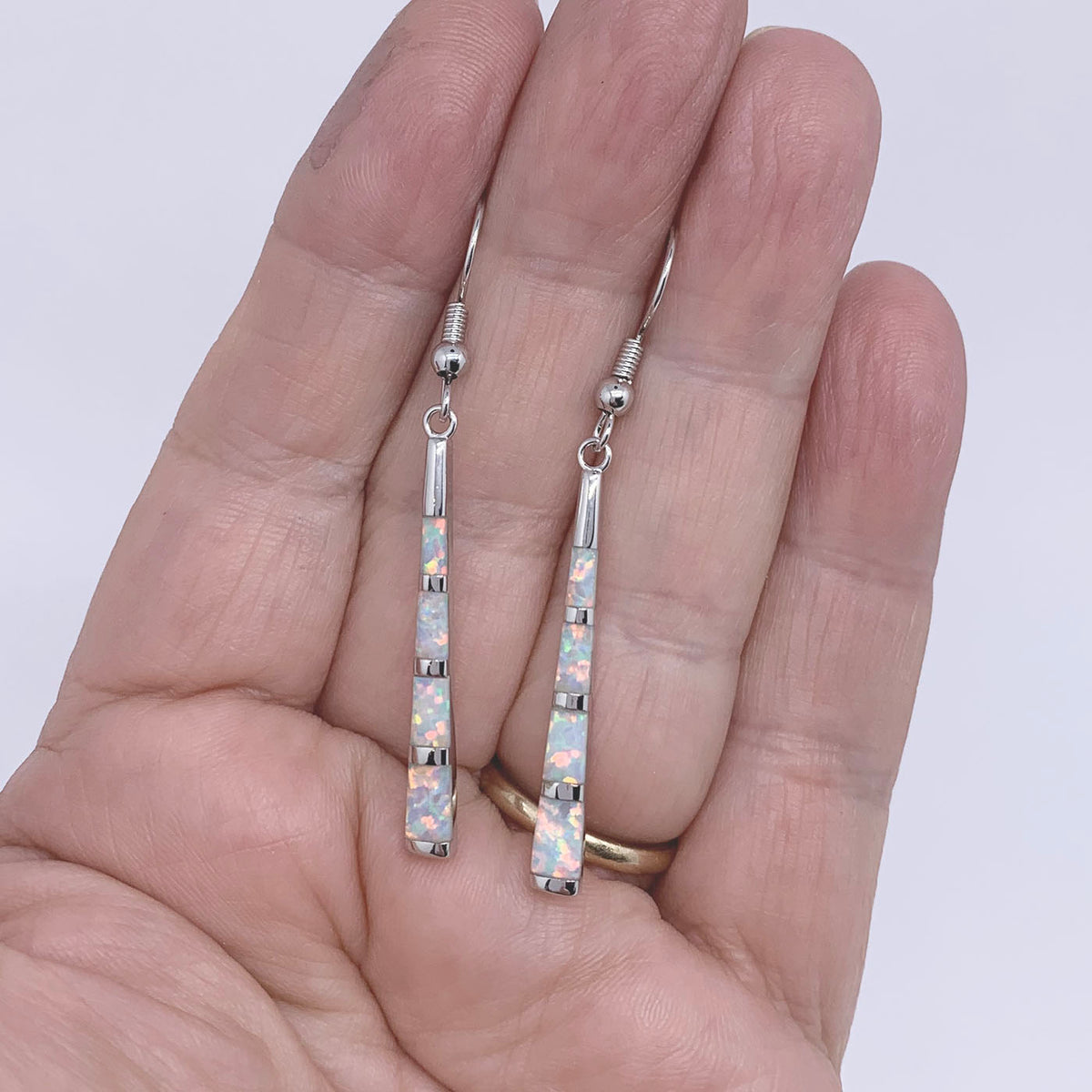 silver opal drop earrings frenelle jewellery