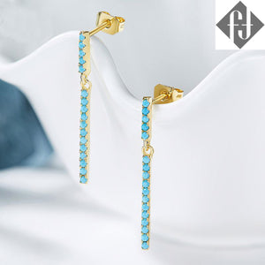 14K gold drop earrings with turquoise coloured stones "Nia"