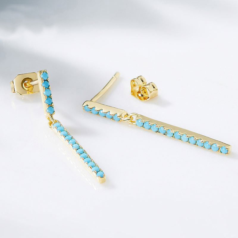 14K gold drop earrings with turquoise coloured stones "Nia"