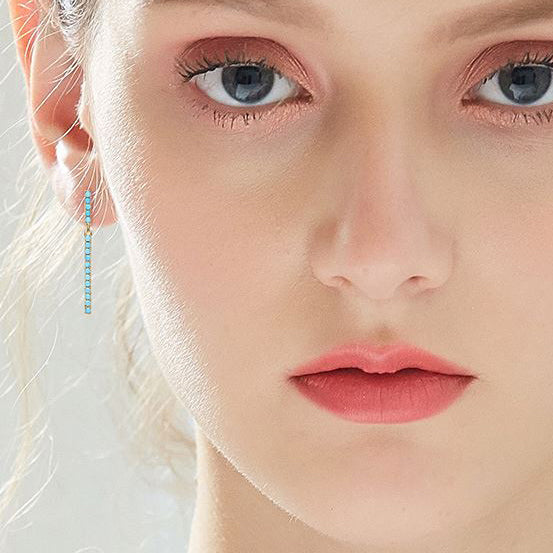 14K gold drop earrings with turquoise coloured stones "Nia"