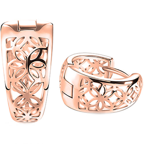 Rose-Gold Filigree Huggie Earrings "Noeline"