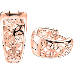 Rose-Gold Filigree Huggie Earrings "Noeline"