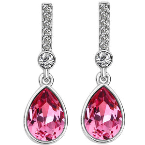 silver pink crystal earrings frenelle jewellery