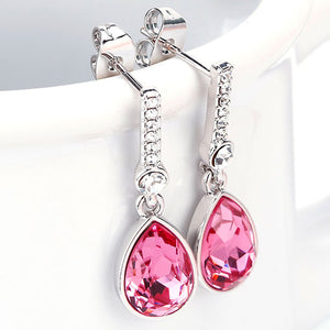 silver pink crystal earrings frenelle jewellery