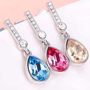 silver pink crystal earrings frenelle jewellery
