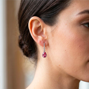 silver pink crystal earrings frenelle jewellery
