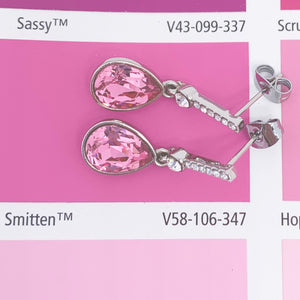 silver pink crystal earrings frenelle jewellery