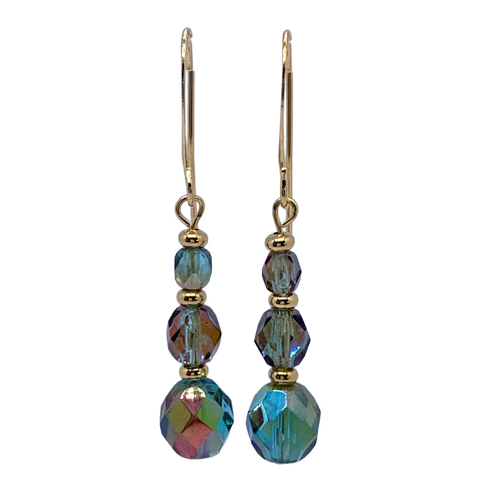 gold paua drop earrings
