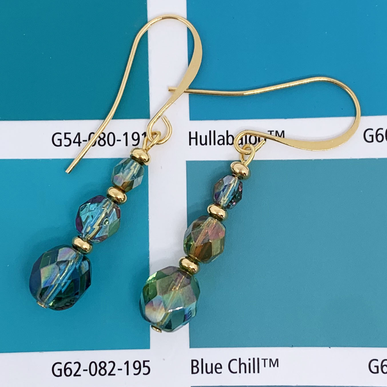 gold paua drop earrings