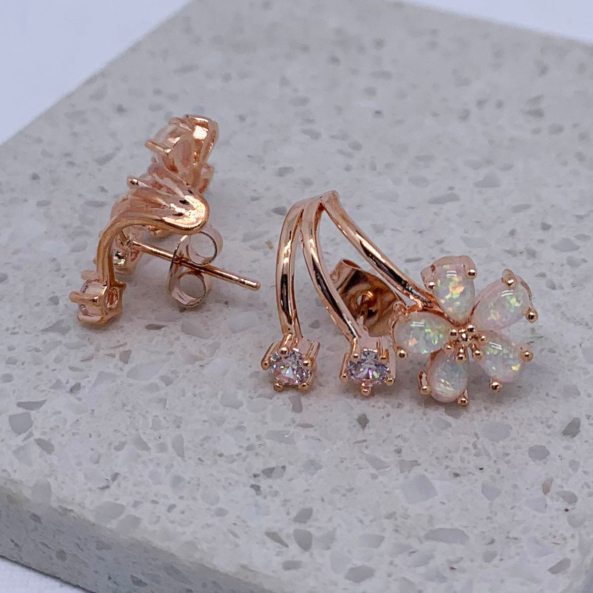 Rose gold opal crawler earrings jewellery by frenelle auckland nz