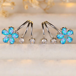 Silver opal crawler earrings jewellery by frenelle auckland nz