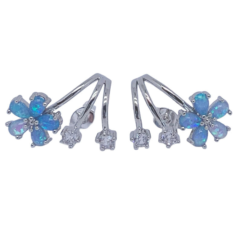 Silver opal crawler earrings jewellery by frenelle auckland nz
