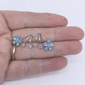 Silver opal crawler earrings jewellery by frenelle auckland nz