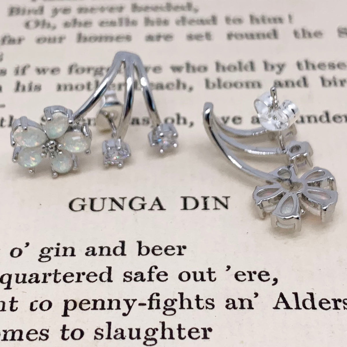 silver opal crawler earrings frenelle jewellery