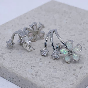 silver opal crawler earrings frenelle jewellery