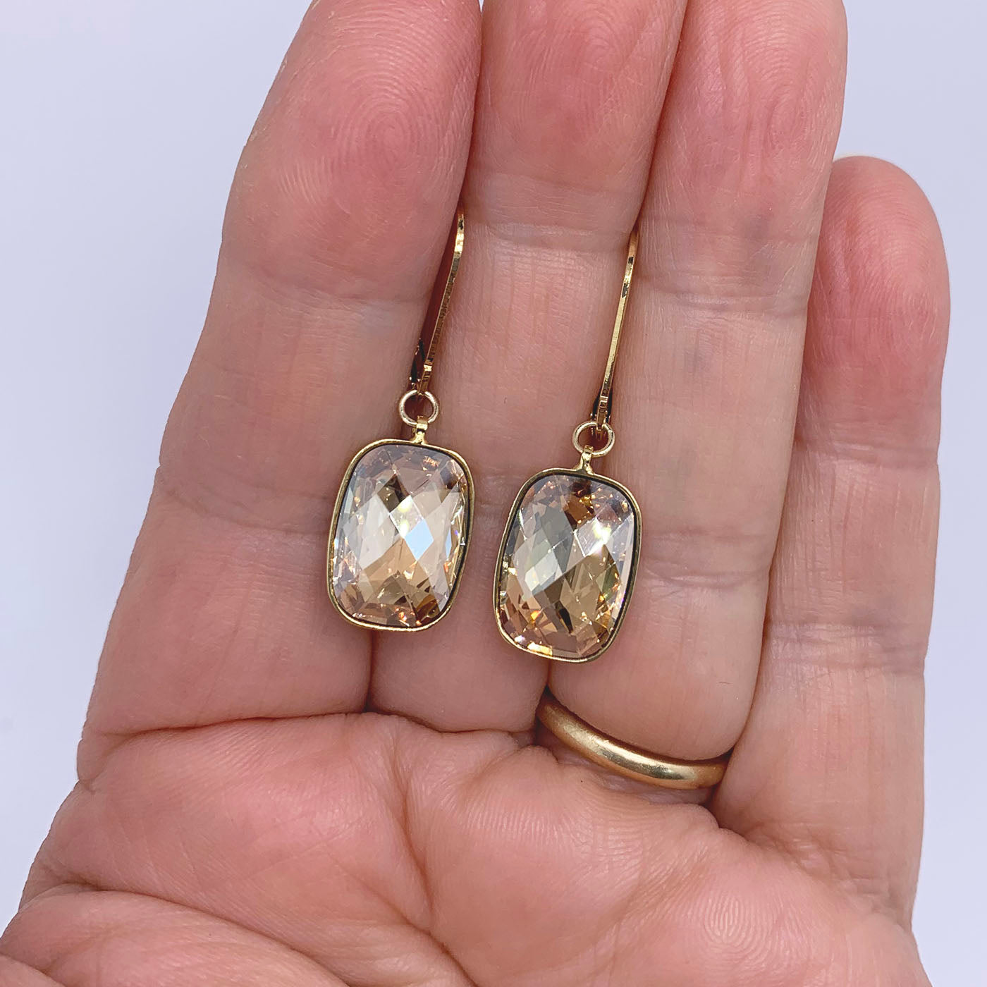 Gold Earrings with Swarovski Crystals "Savita"