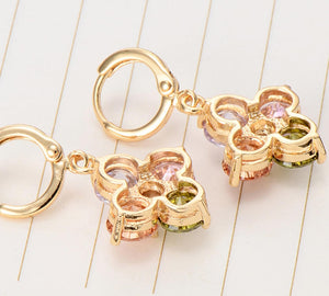 18K Gold Earrings CZ Coloured Diamonds "Springtime"