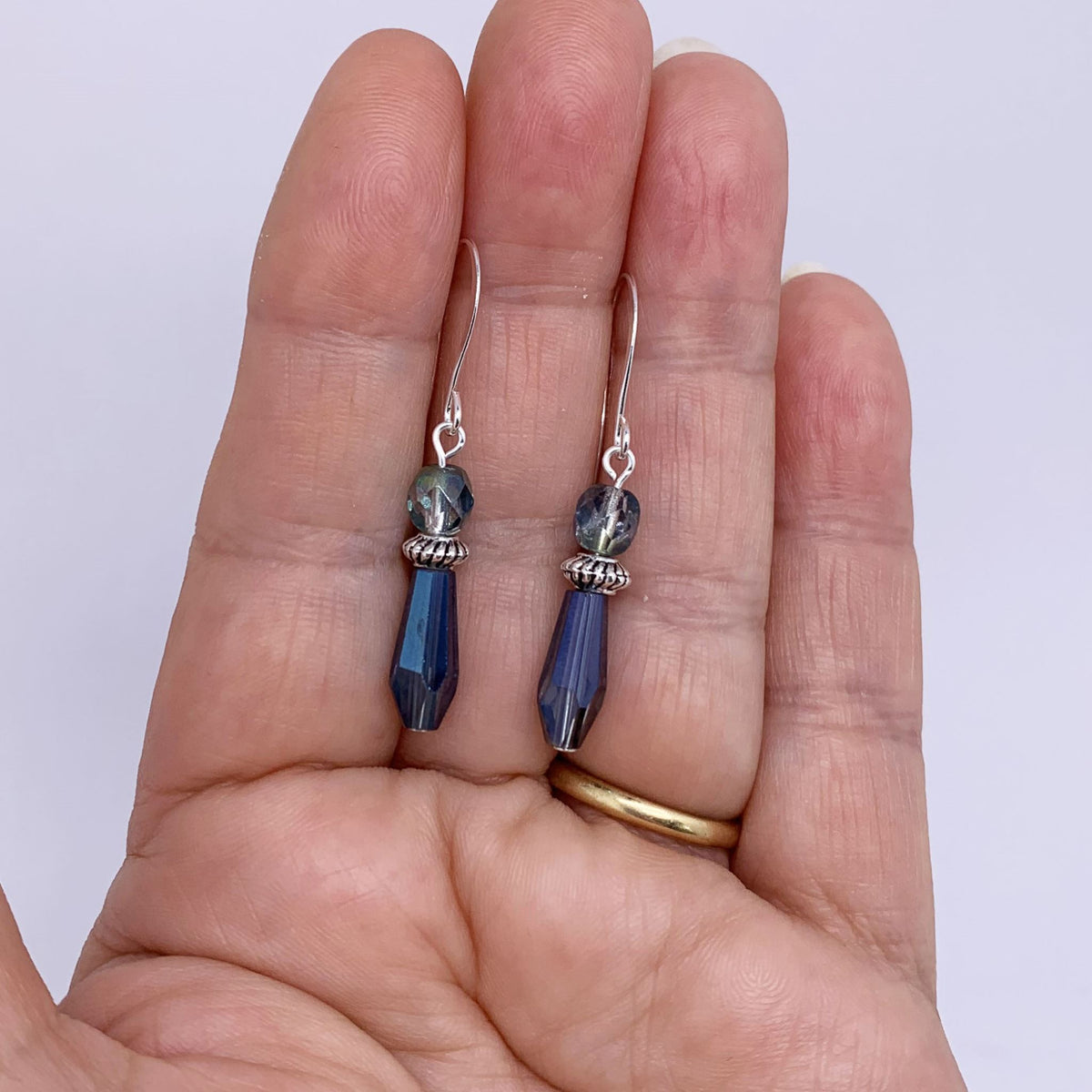 blue earrings crystal silver frenelle jewellery