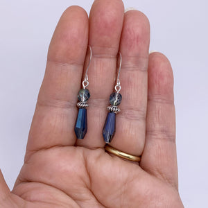 blue earrings crystal silver frenelle jewellery