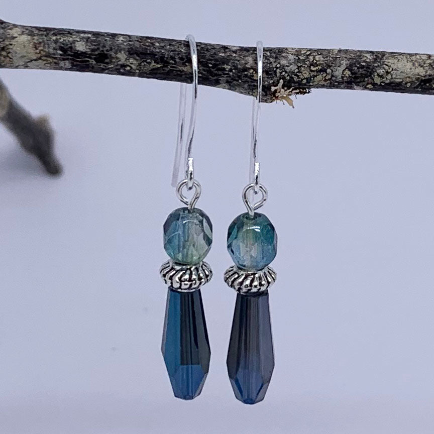 blue earrings crystal silver frenelle jewellery