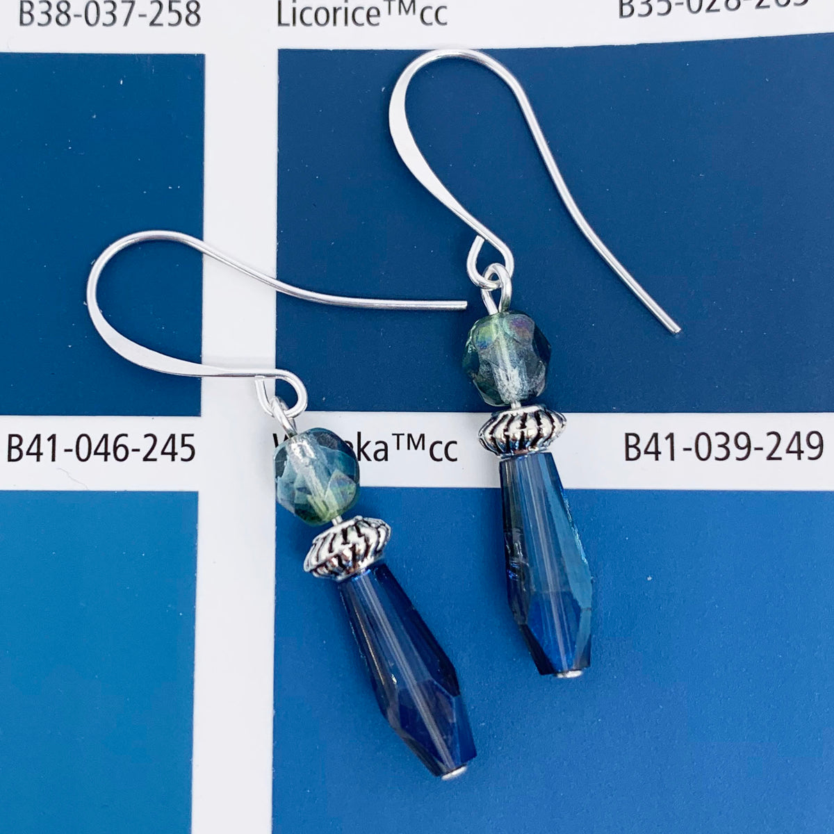 blue earrings crystal silver frenelle jewellery