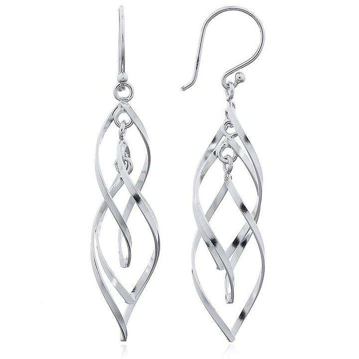 925 Sterling Silver Dangle Twist Earrings "Tawera"