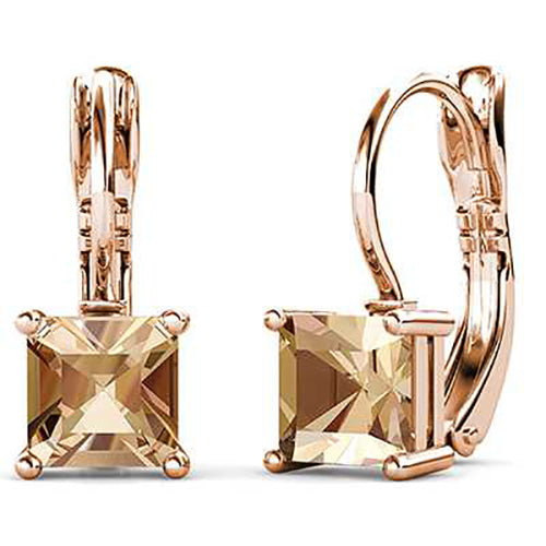 Rose Gold Crystal Earrings Tipene Champagne FRENELLE
