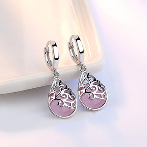 silver pink cat eye earrings frenelle
