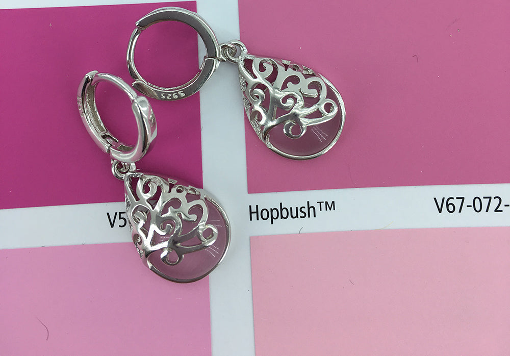 pink drop silver earring frenelle jewellery online