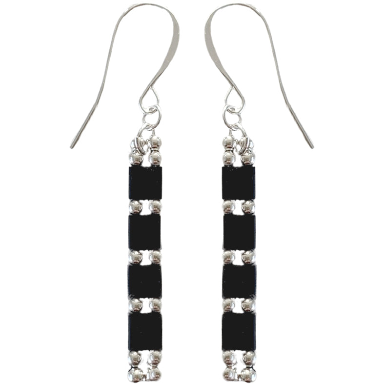 925 Sterling Silver Dangle Earrings "Tropez" (Black)