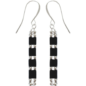 925 Sterling Silver Dangle Earrings "Tropez" (Black)