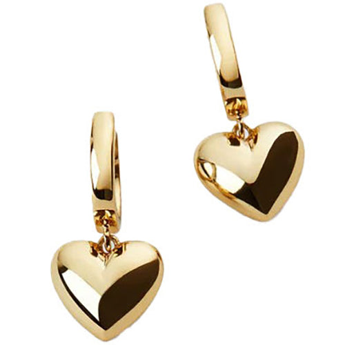 gold huggie heart earrings