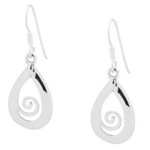 925 Sterling Silver Drop Koru Earrings "Whina"