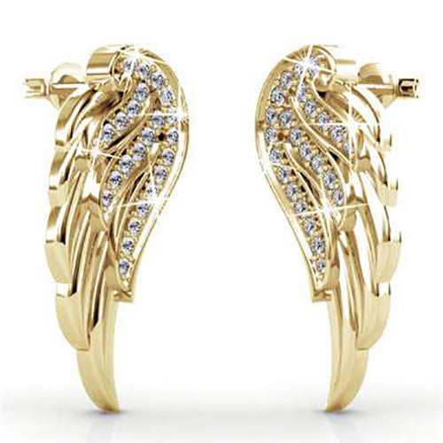 18K Gold Crystal Stud Earrings 