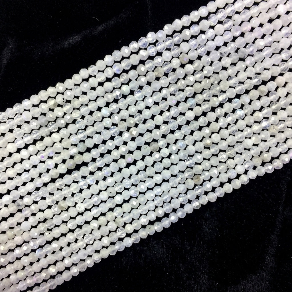 white facetted moonstone gemstone beads for jewellery frenelle