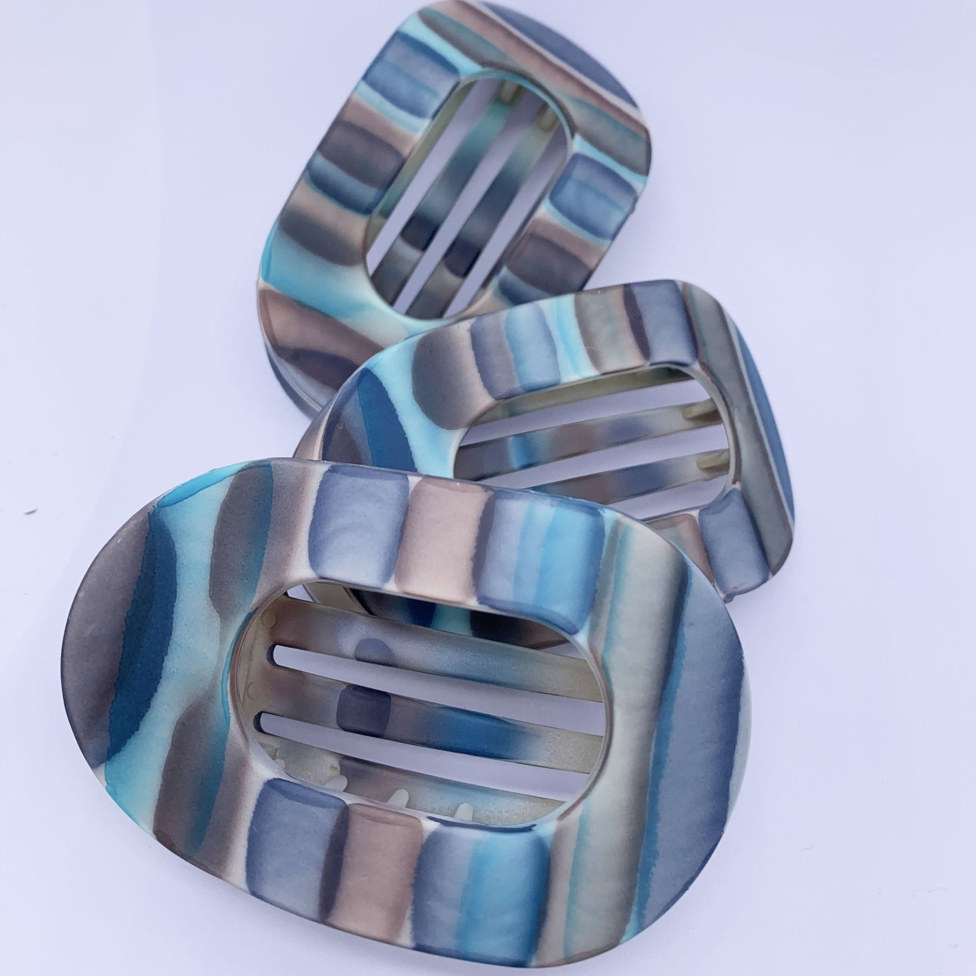 flat hair clip blue frenelle jewellery