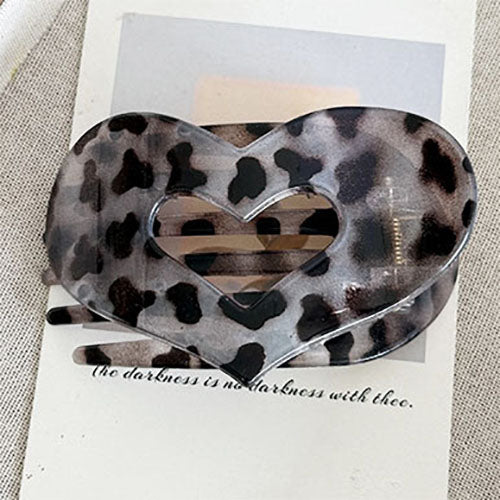 Heart Shape Flat Hair Clip "Mel-Heart" (Grey-Black)