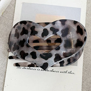 Heart Shape Flat Hair Clip "Mel-Heart" (Grey-Black)
