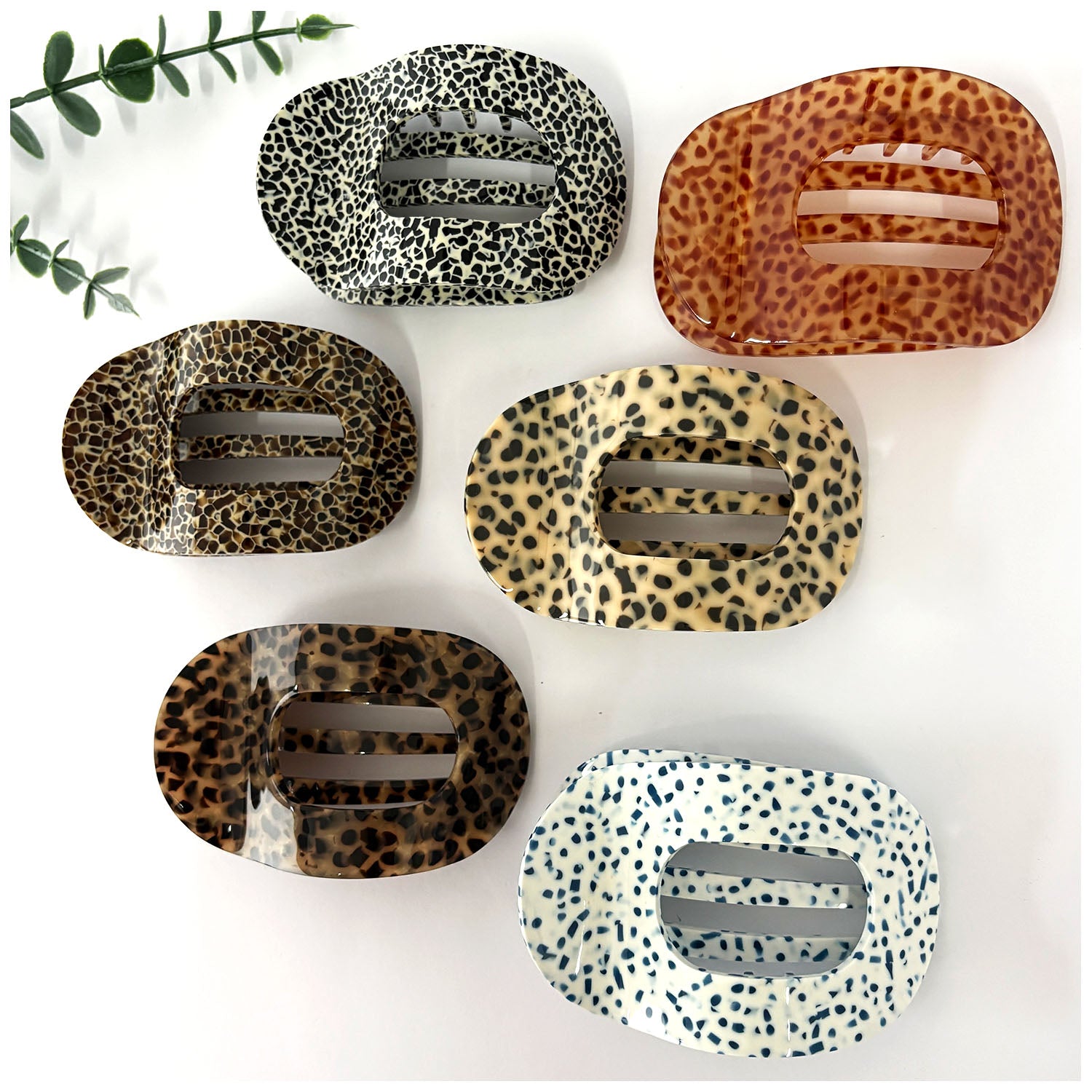 Flat Hair Clip "Mel" (Terrazzo Brown)