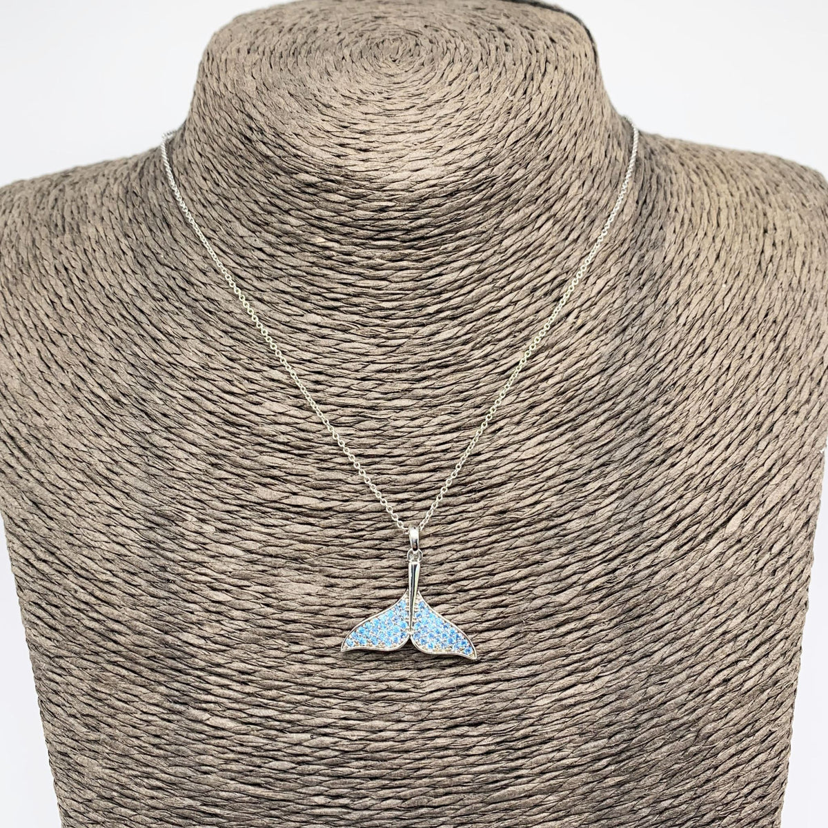 Silver Dolphin Tail Necklace with Swarovski Crystals "Aihe"