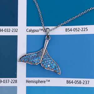 Silver Dolphin Tail Necklace with Swarovski Crystals "Aihe"